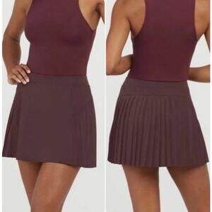 Spanx Skort XL Chocolate Brown Pleated Activewear